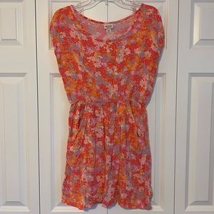 Summer Floral Dress with pink and orange flowers